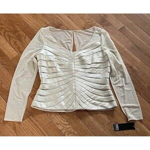 Adrianna Papell Evening Essentials Gold Tiered layer Top Sz 12